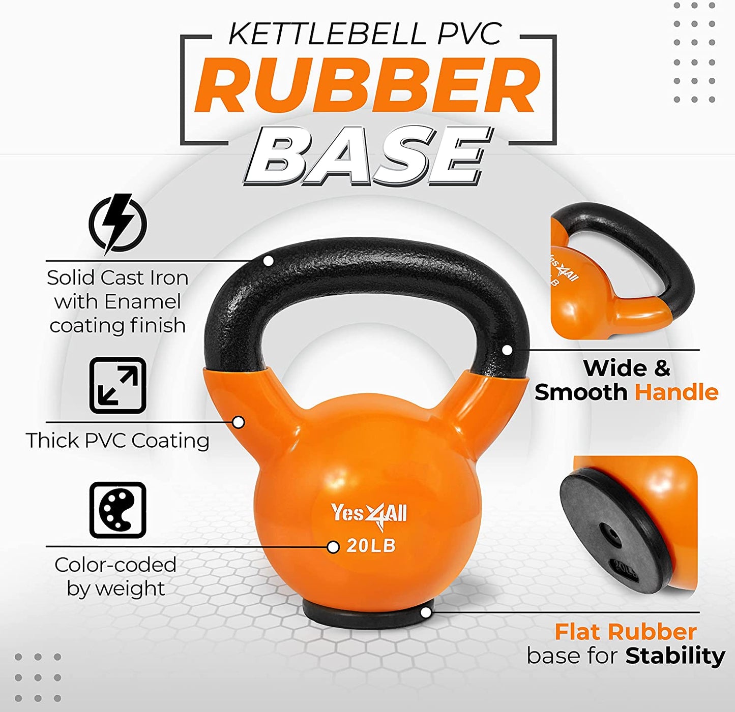 Elevate Your Fitness with the Yes4All Kettlebell Set - Perfect for Strength Training and Home Workouts (10-65 lbs)