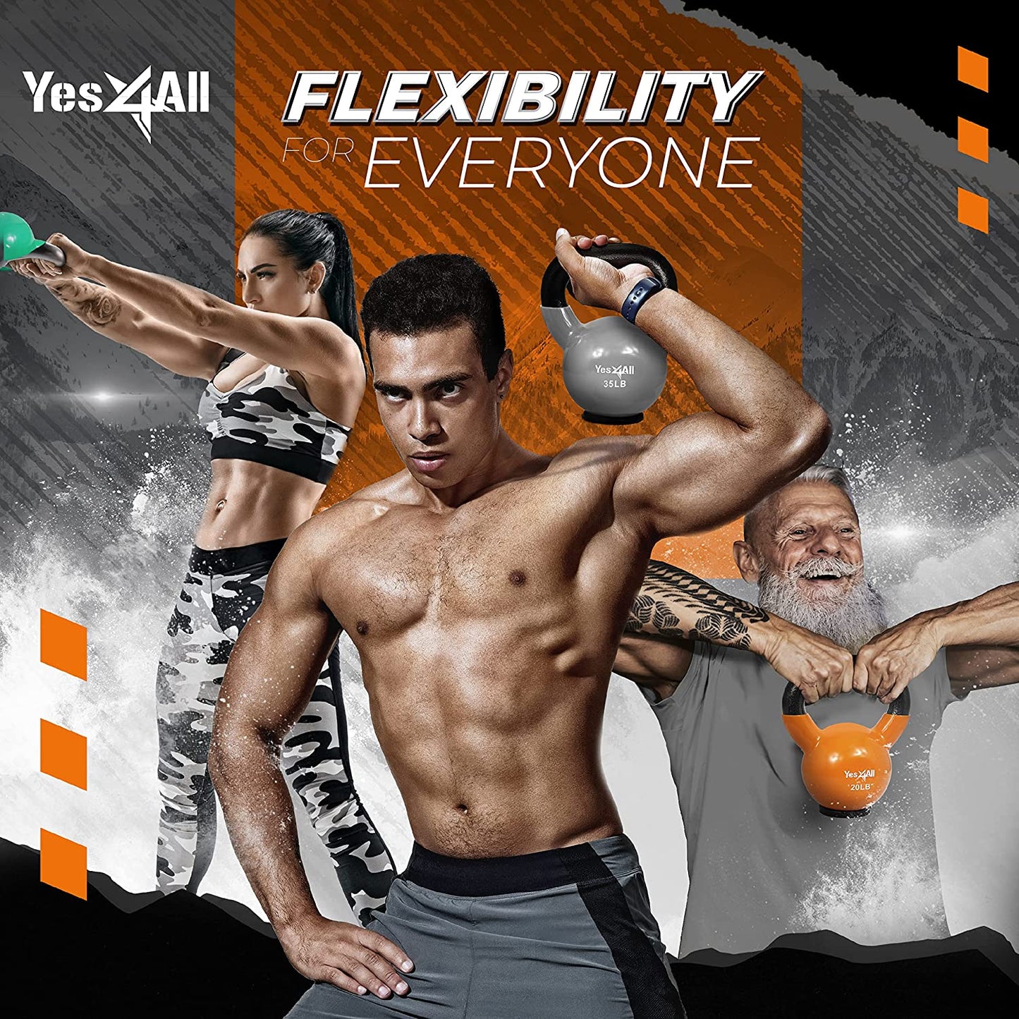 Elevate Your Fitness with the Yes4All Kettlebell Set - Perfect for Strength Training and Home Workouts (10-65 lbs)